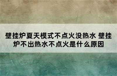 壁挂炉夏天模式不点火没热水 壁挂炉不出热水不点火是什么原因